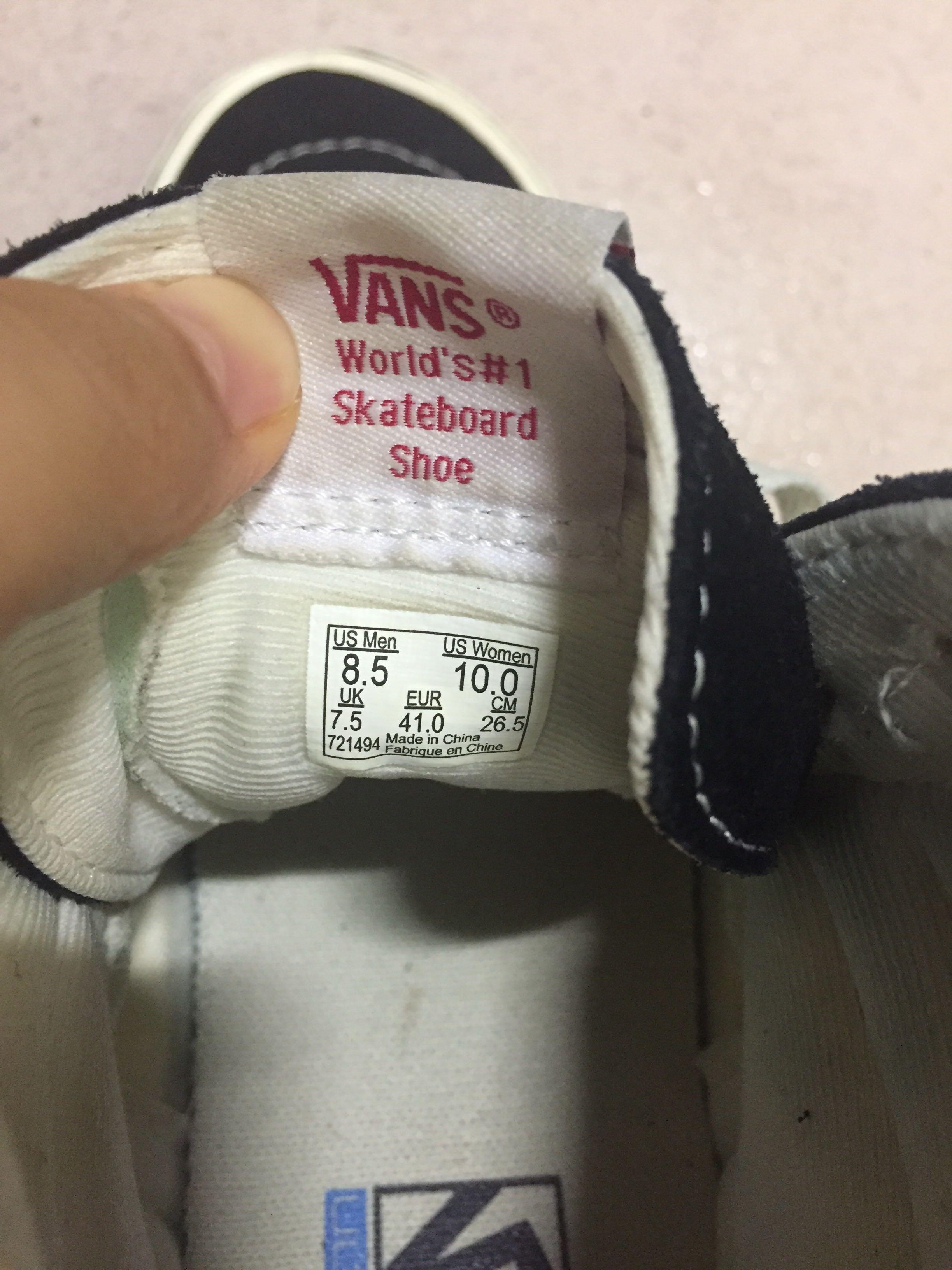 vans size label