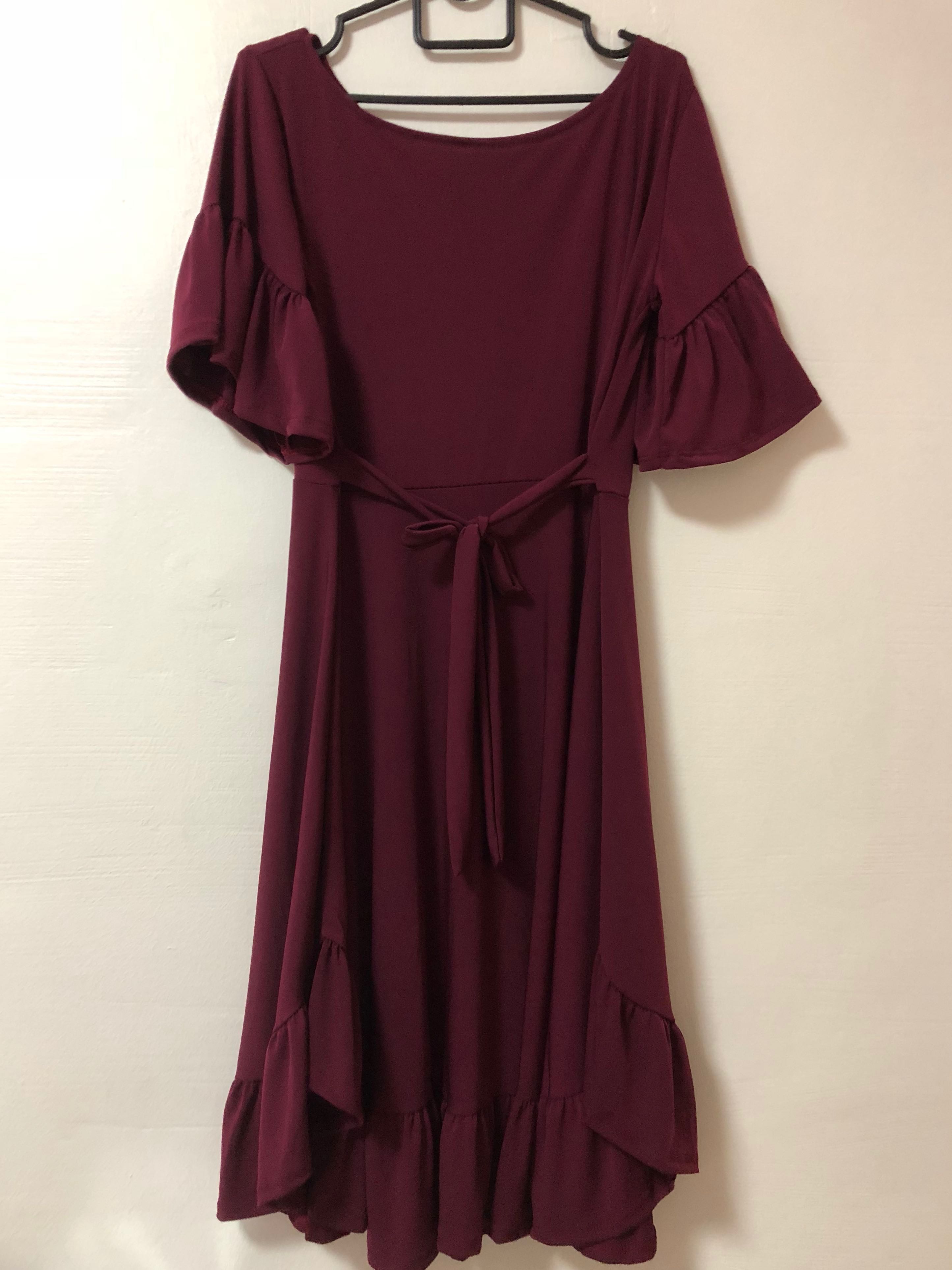 Dark maroon dresses clearance