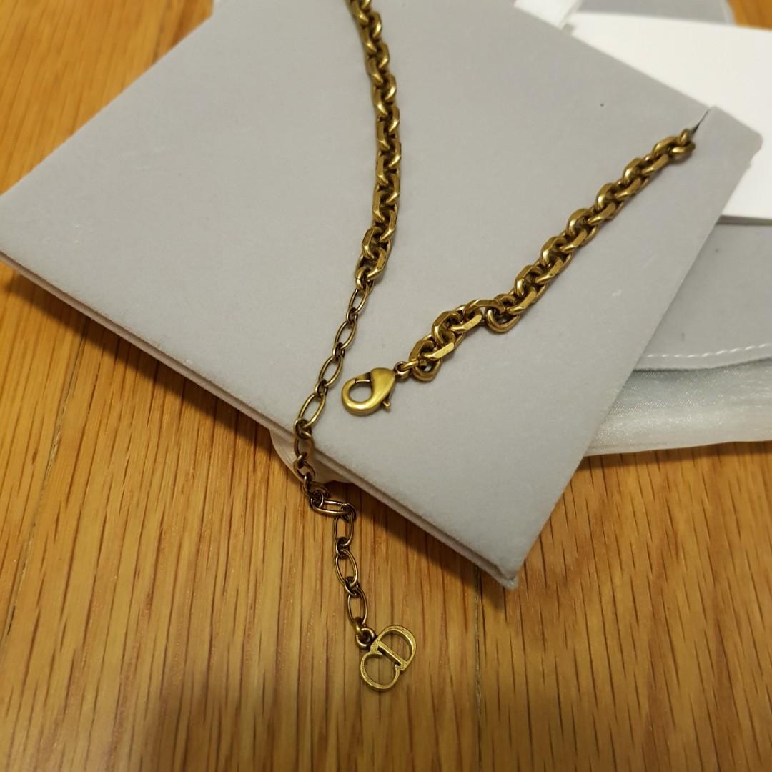 Dior Choker Necklace Chain Aged Antique Brass Gold Silver J adior
