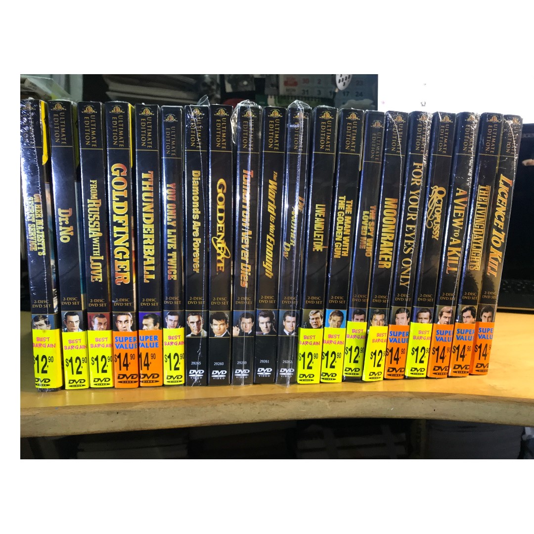 James Bond Dvds 20 Complete Set Of James Bond Movies Starring Sean Connery Roger Moore Pierce Bronsan Timothy Dalton Music Media Cds Dvds Other Media On Carousell