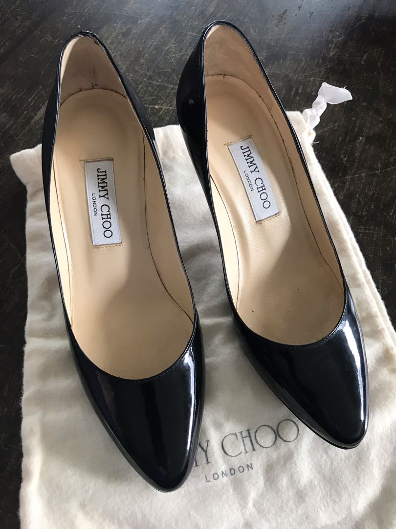 jimmy choo black patent pumps