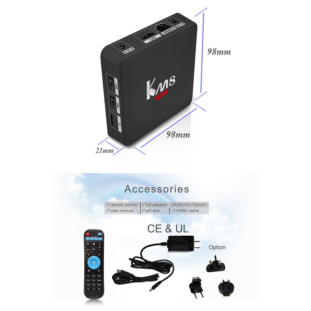 KM8 Pro Smart Android TV Box Amlogic Octa Core S912 2GB 8GB UK Plug ...