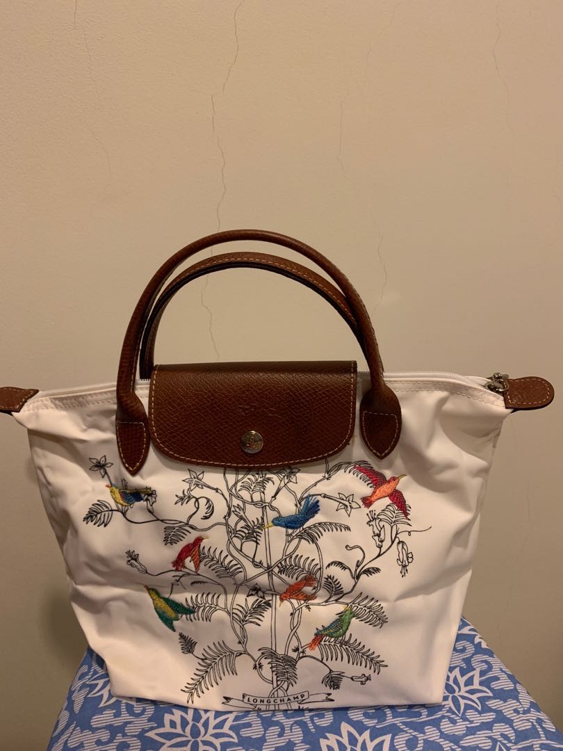 embroidered longchamp bag