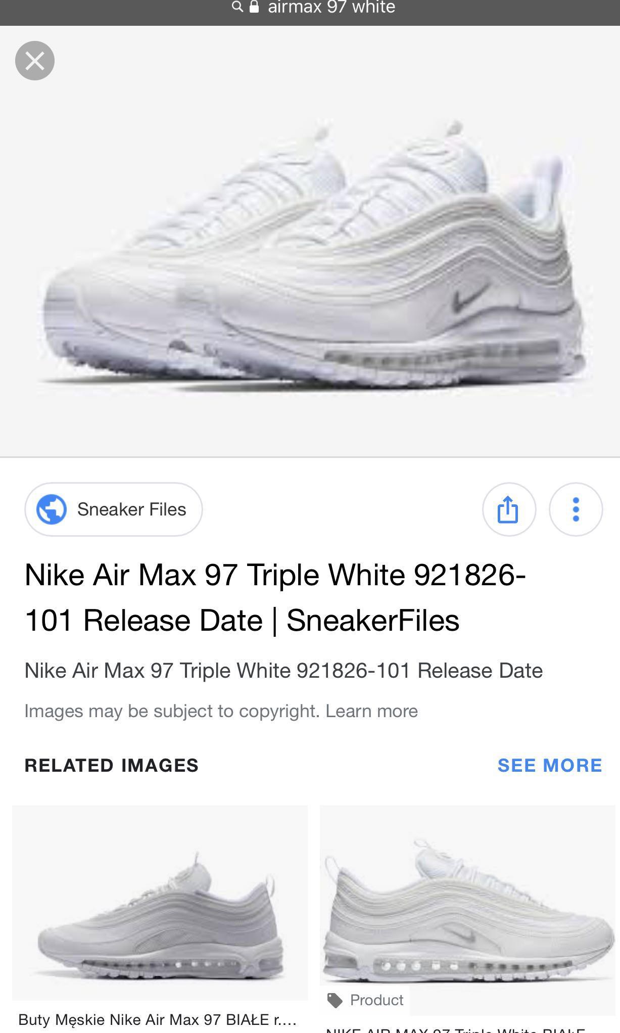 NIKE AIR MAX 97 WHITE REDUCED TO $75 