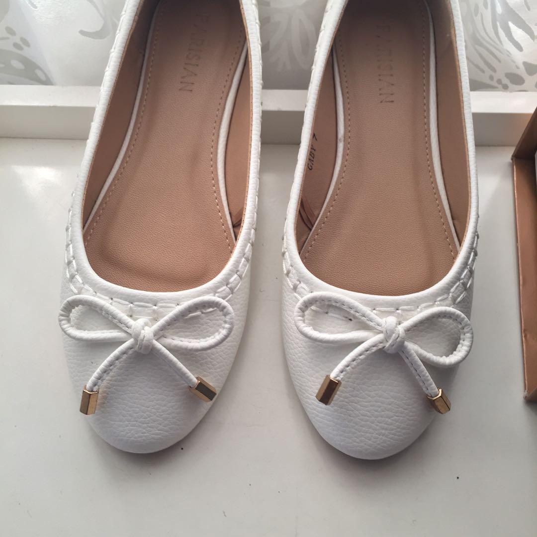 Parisian White Flats Shoes, Women's Fashion, Footwear, Flats & Sandals ...