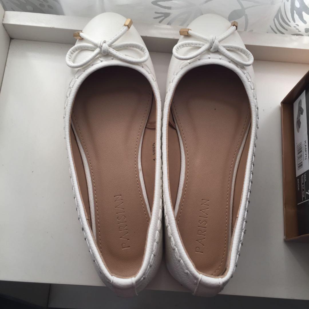 Parisian White Flats Shoes, Women's Fashion, Footwear, Flats & Sandals ...