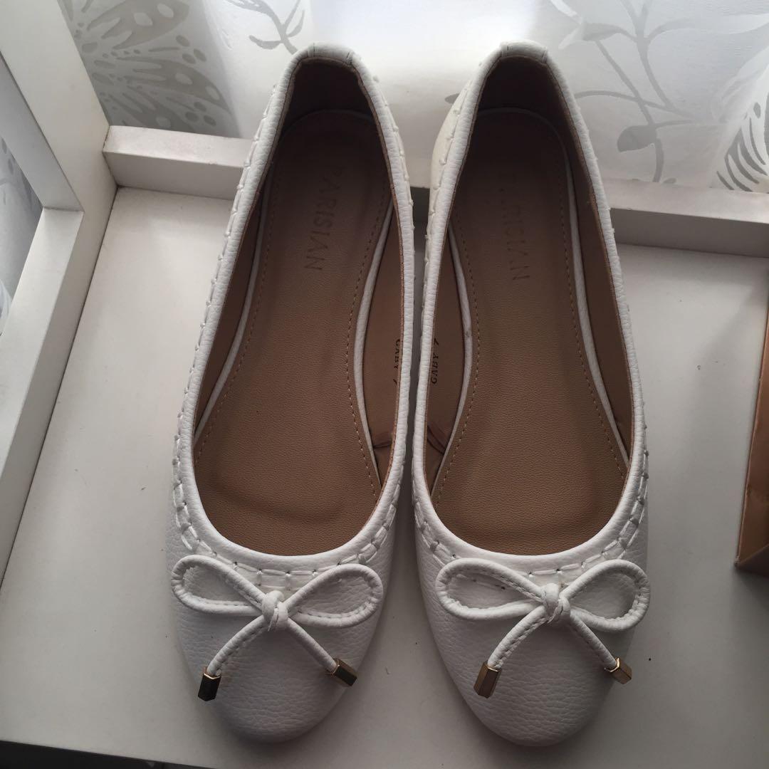 Parisian White Flats Shoes, Women's Fashion, Footwear, Flats & Sandals ...