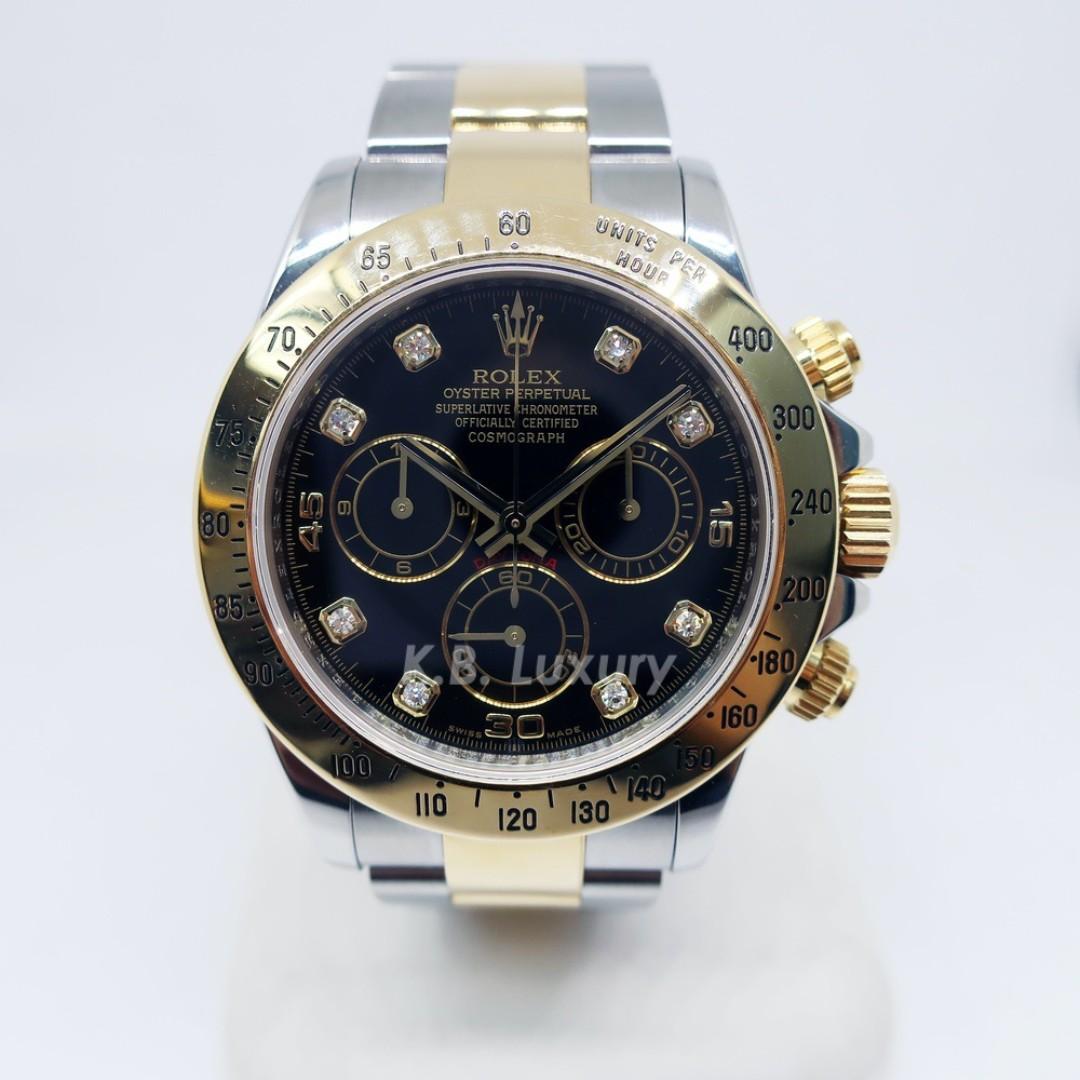 Pre Owned Rolex Daytona Two Tone Black Diamond Discontinued Luxury Watches On Carousell