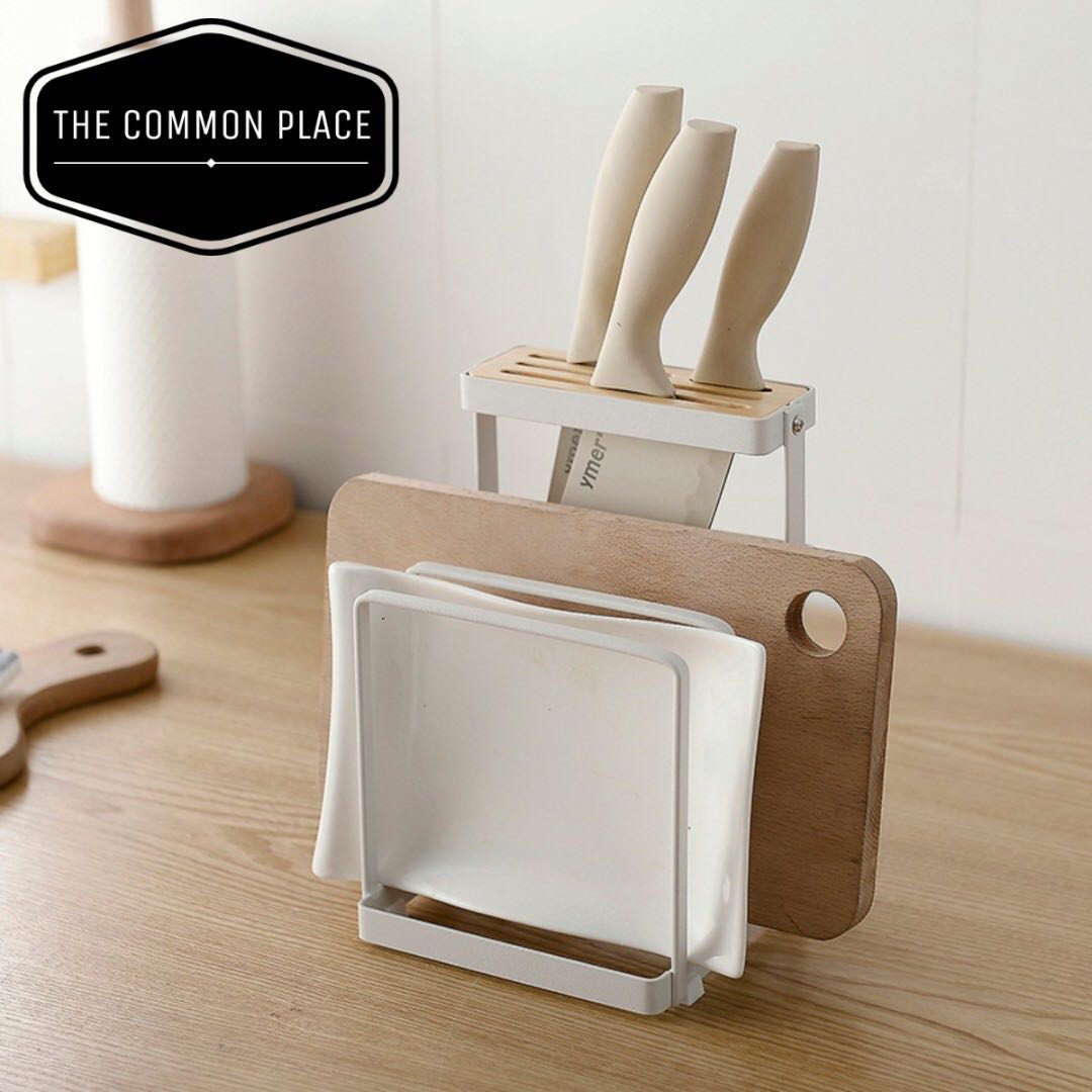 INSTOCK Scandinavian Knife & Chopping Board Wooden Holder Kitchen Stand