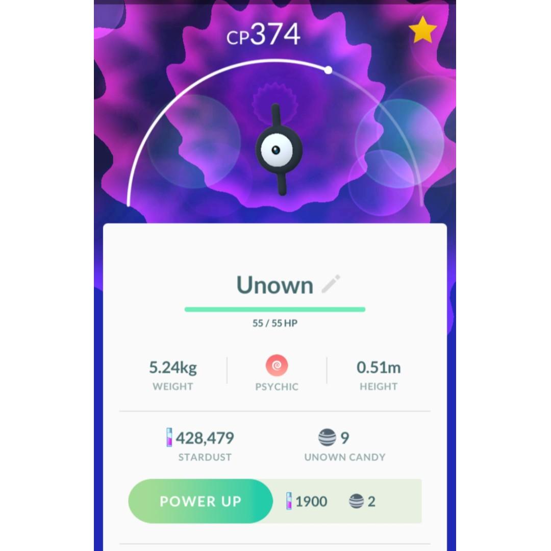 Promotion Unown I Pokemon Go Toys Games Video Gaming In Game Products On Carousell - unown m roblox