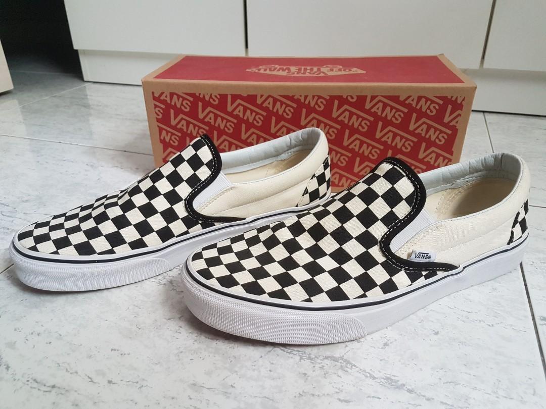 mens slip on vans checkerboard