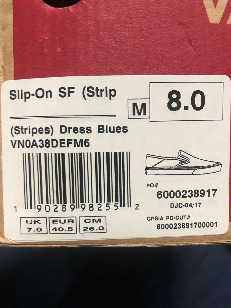 navy blue vans with red stripe