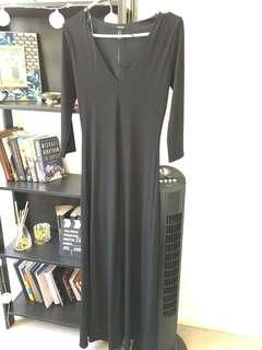 Long black dress with front slit