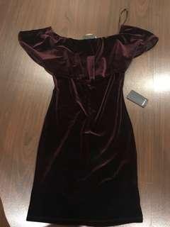 Velvet Effect Burgundy Mini Dress