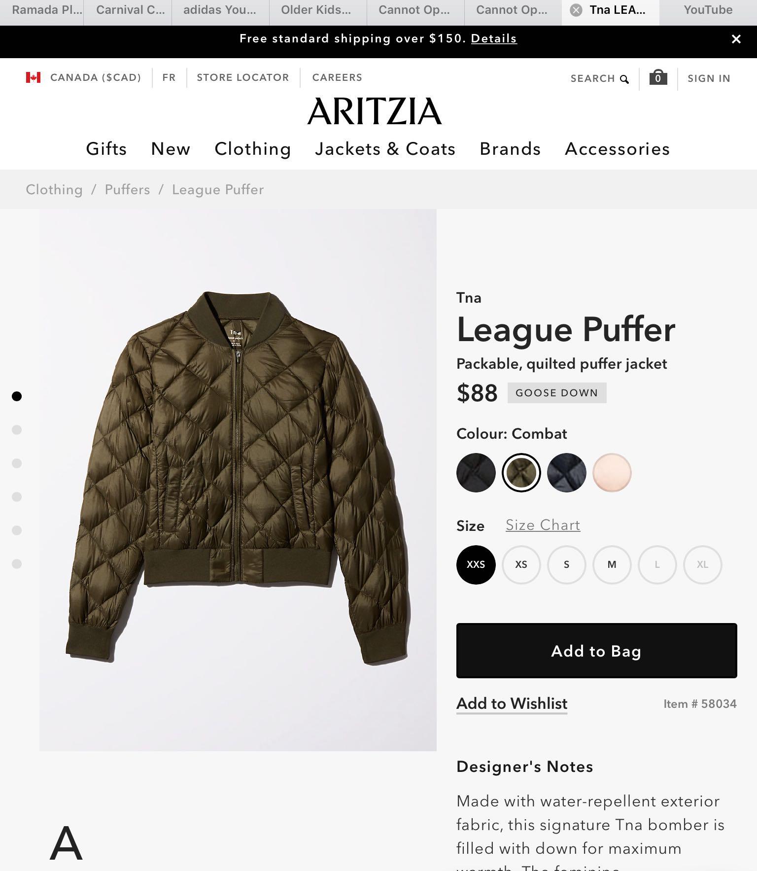 aritzia league puffer