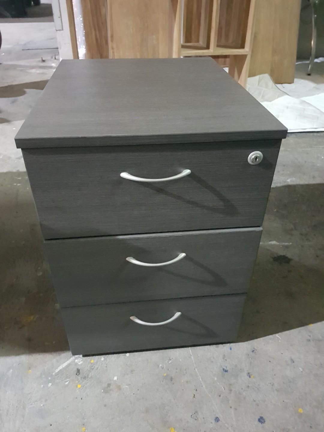 Bedside Table Dark Grey Without Lock Furniture Shelves Drawers