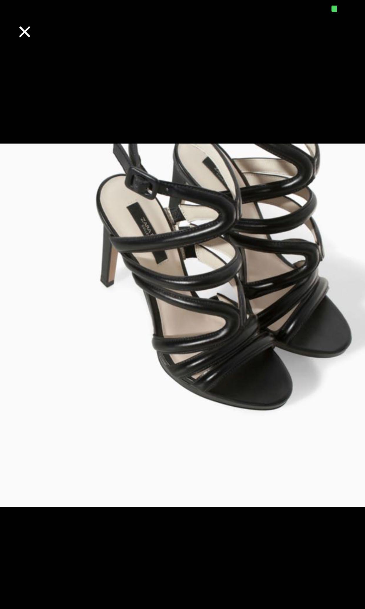 Black Zara Strappy Heels, Women's 