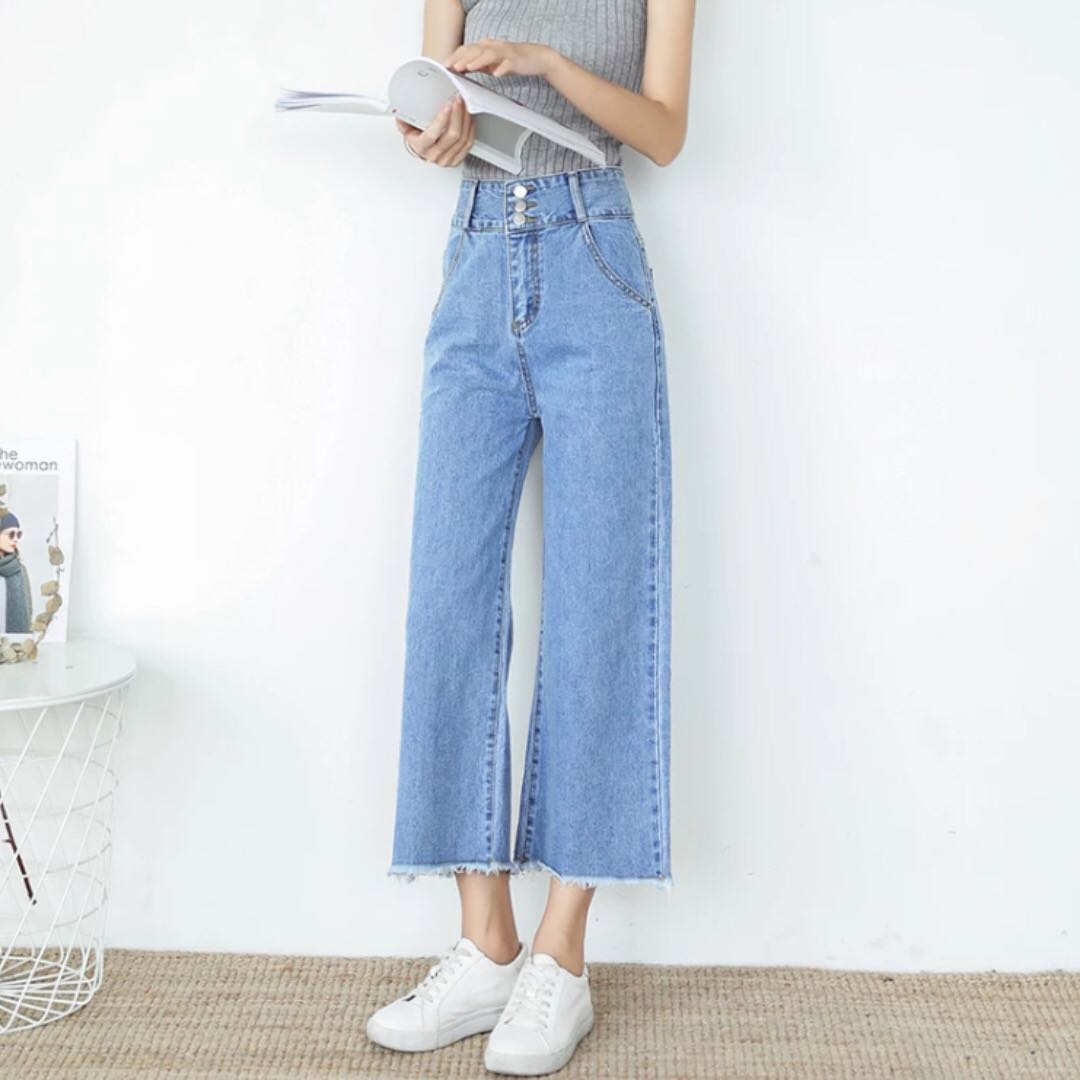 Denim culottes high waist clearance