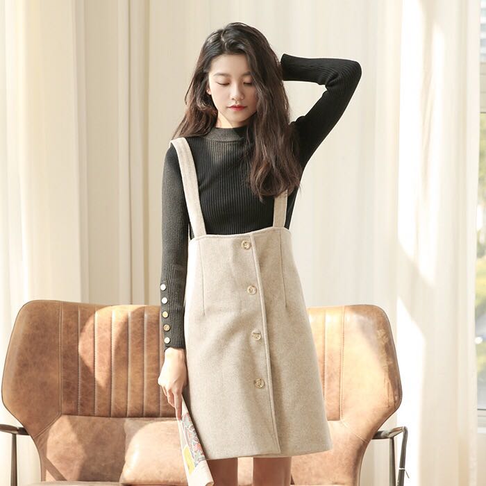 suede overall dress