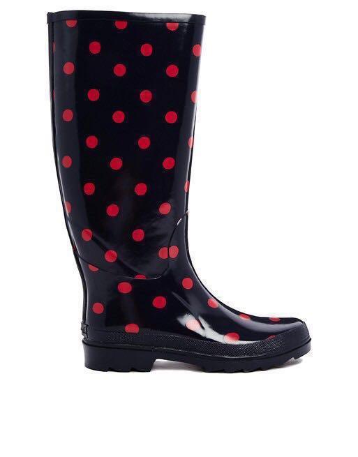 Cath Kidston Spot Red Navy Wellington Rain Boots