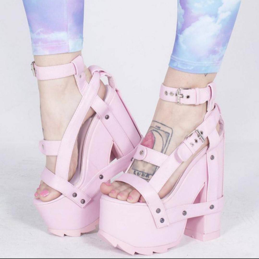 pink platform heels