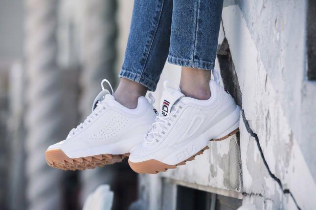 fila disruptor white with brown sole