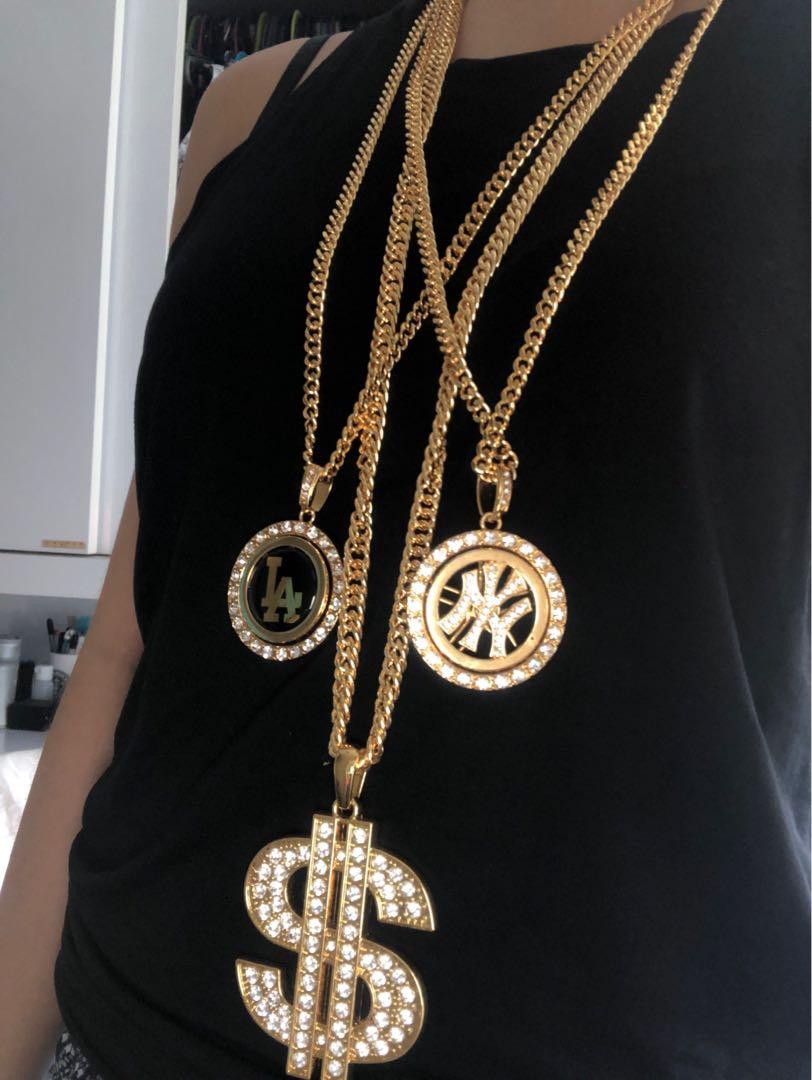 Gold chains (Category: Jewelry) located in Singapore. Submitted by gucciganggg (Listing ID 199459644, Image 1). Description: Worn once for a gate crash costume $5 each, bought at $12 each from Bugis.