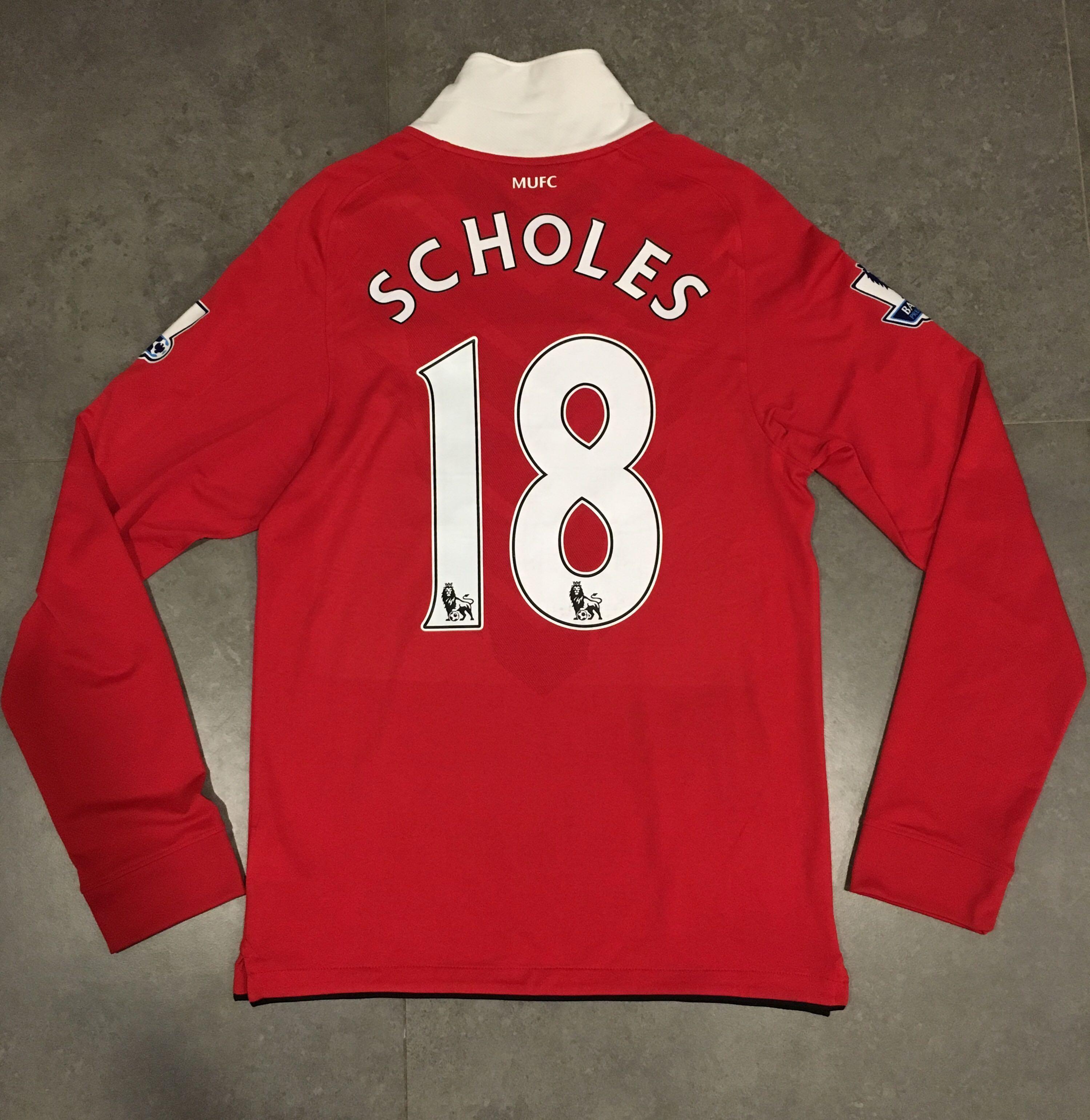 Paul Scholes Manchester United Long Sleeve Home Football Jersey