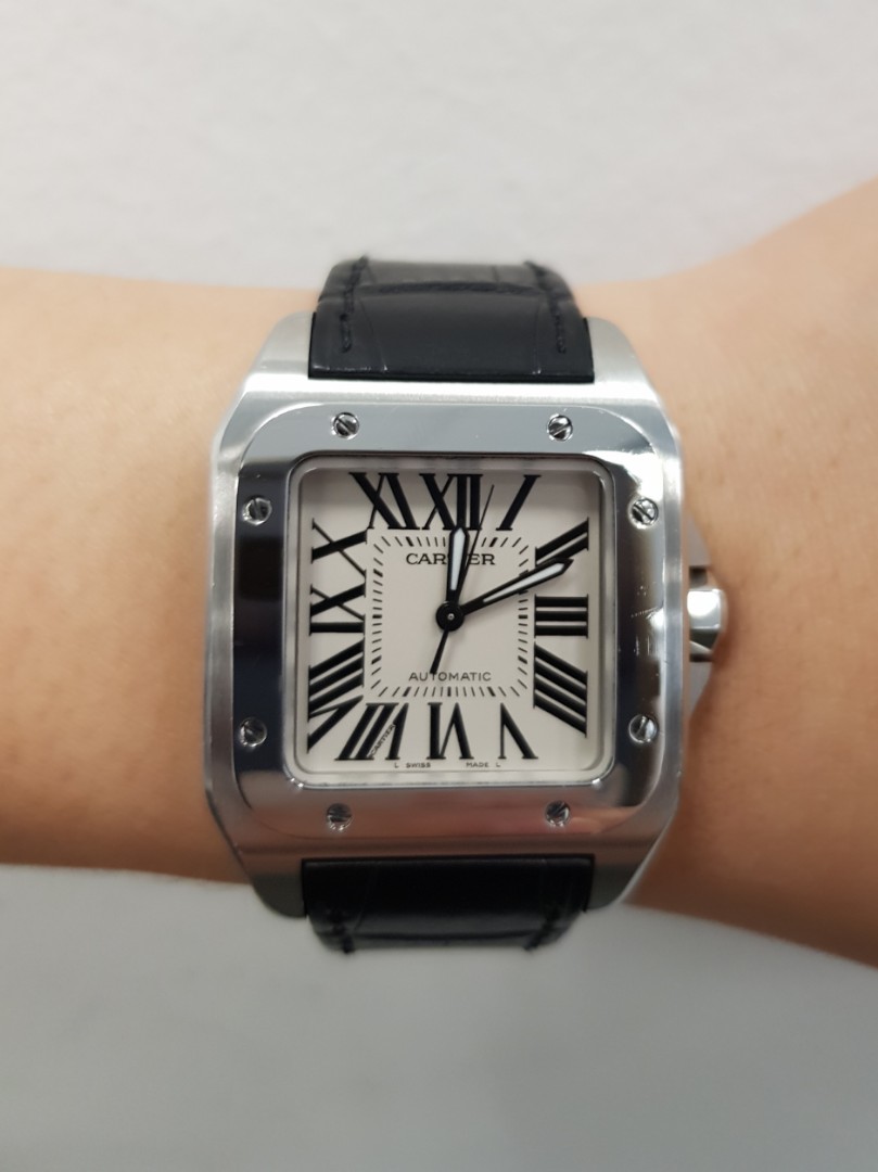 Pre-owned Cartier Santos 100 med size 