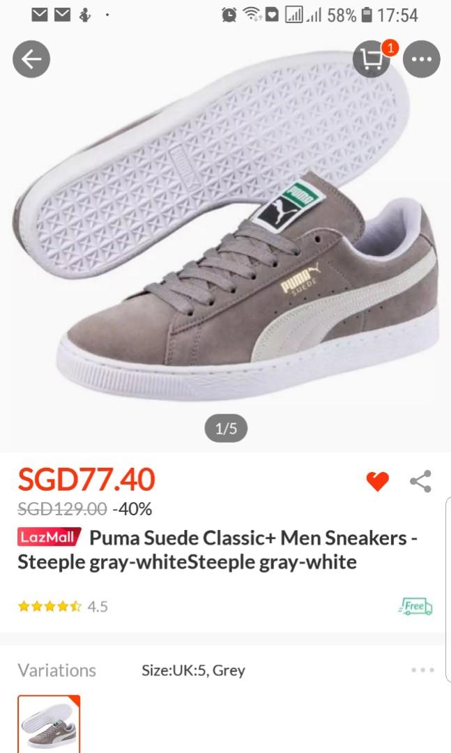 puma suede classic grey white