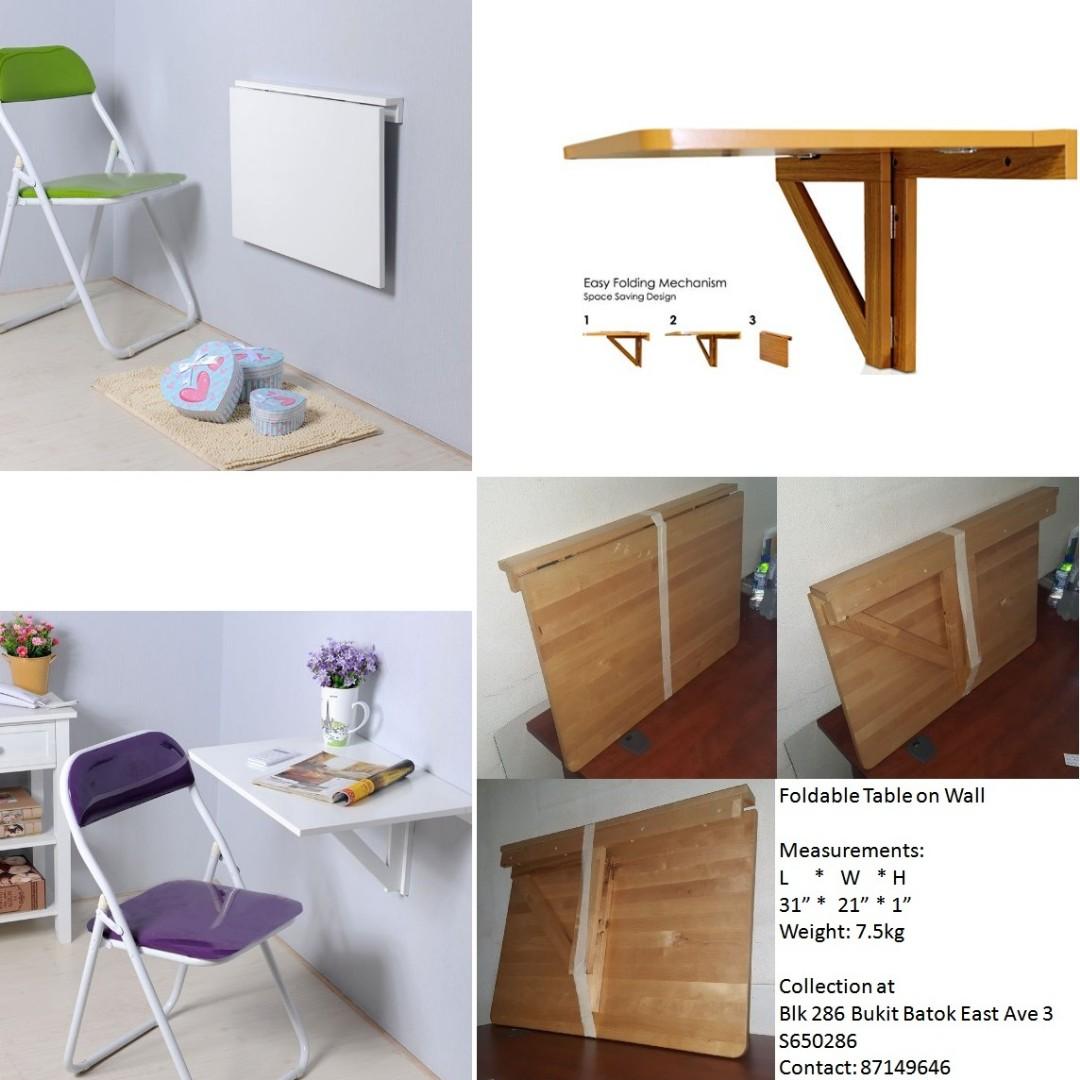 Reasonable Negotiate Wall Mounted Folding Table Desk Furniture Tables Chairs On Carousell