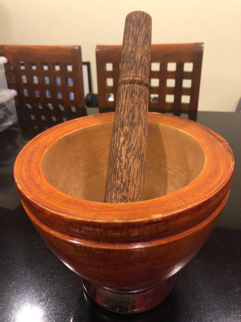 Thai Wooden Mortar & Pestle, Furniture & Home Living, Kitchenware