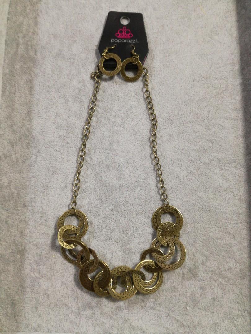 Treasure Tease Brass Necklace and Earrings set Women s