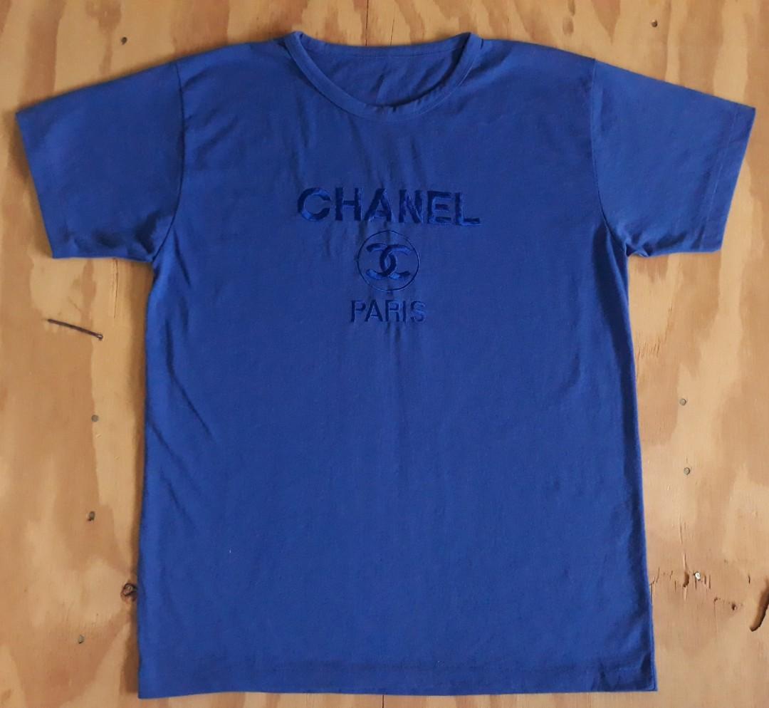 Vintage Bootleg Chanel Paris Blue T Shirt Medium, Men's Fashion