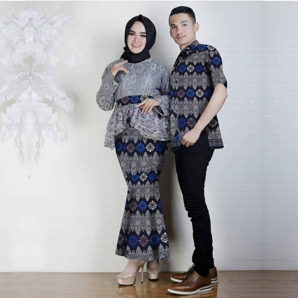 Vs CP ANNISHA NAVY L Atasan Fashion Baju Blouse Brukat Rok Batik