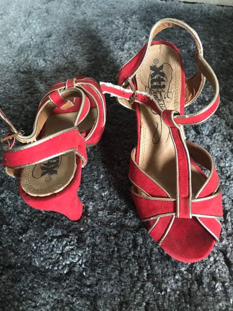 Xti Red Platform Heels / Shoes S7, Women's Fashion, Footwear, Flats ...