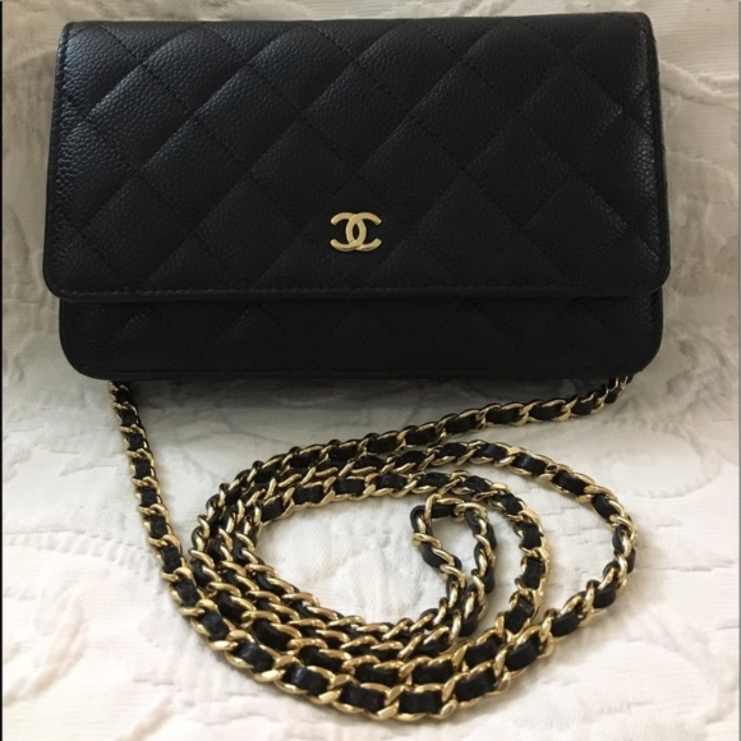 chanel wallet on chain gold
