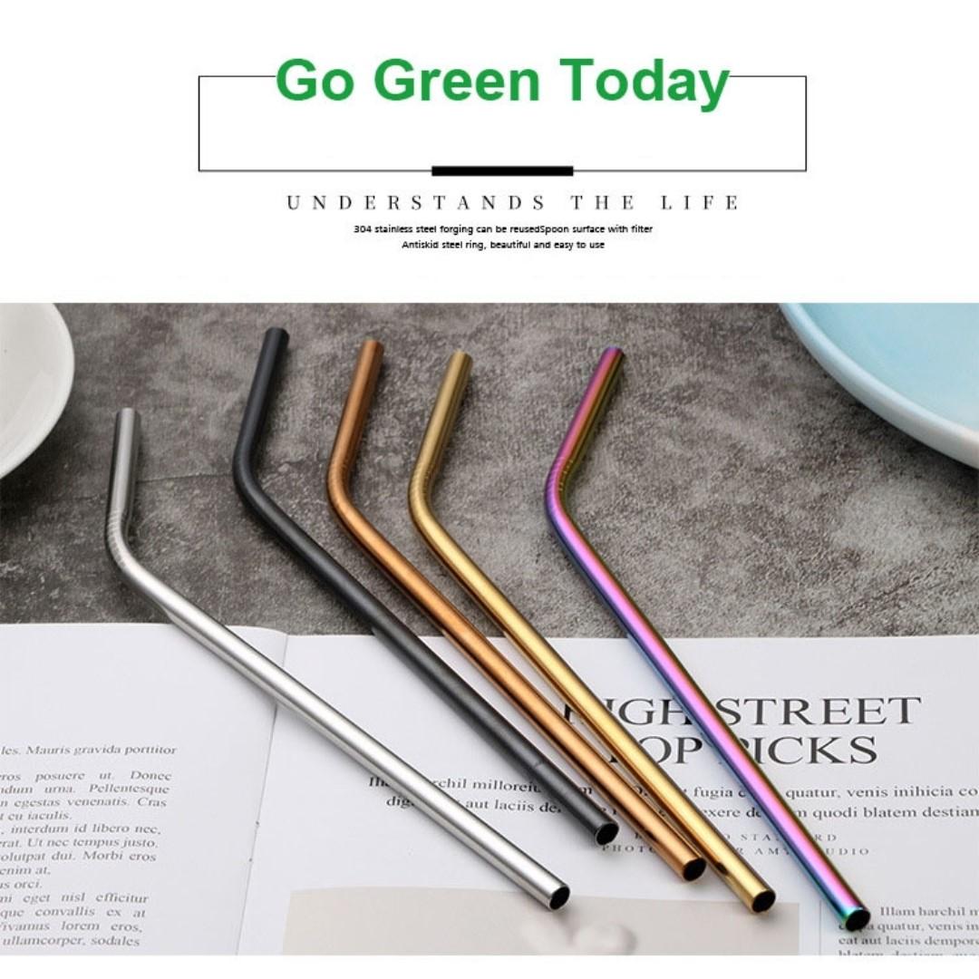 4pcs/7pcs Stainless Steel Straw Sets *** Foldable Straws*** Environmentally Friendly*** Reusable