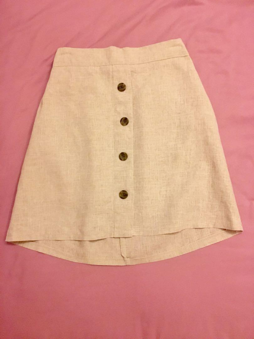 Button down Skirt in Beige/ Tan/ Cream
