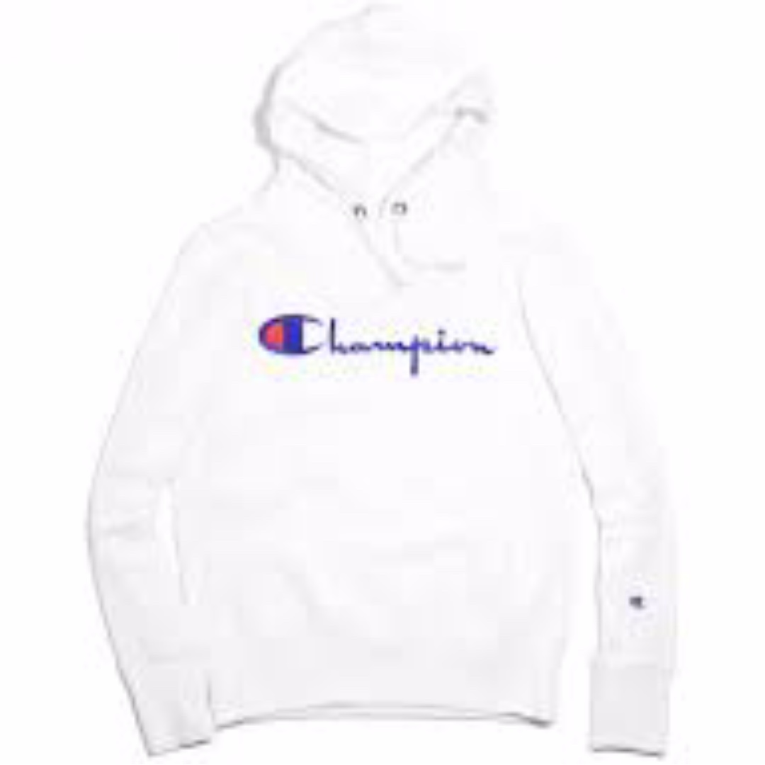 champion script hoodie white