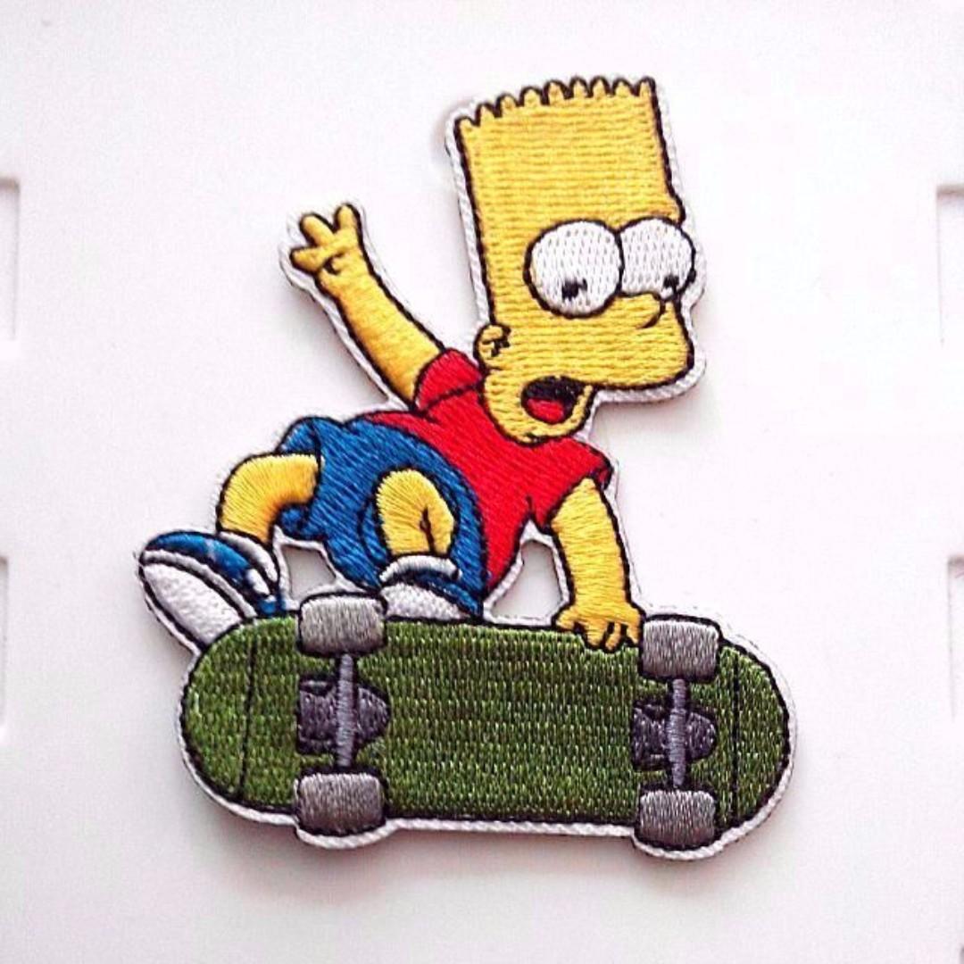 zum aufbügeln Cartoon Simpson Patch Bart Simpson Aufnäher Iron On Skater 