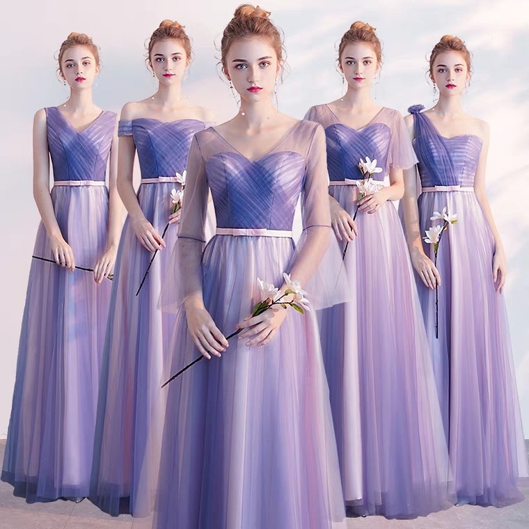 peach and lilac bridesmaid dresses