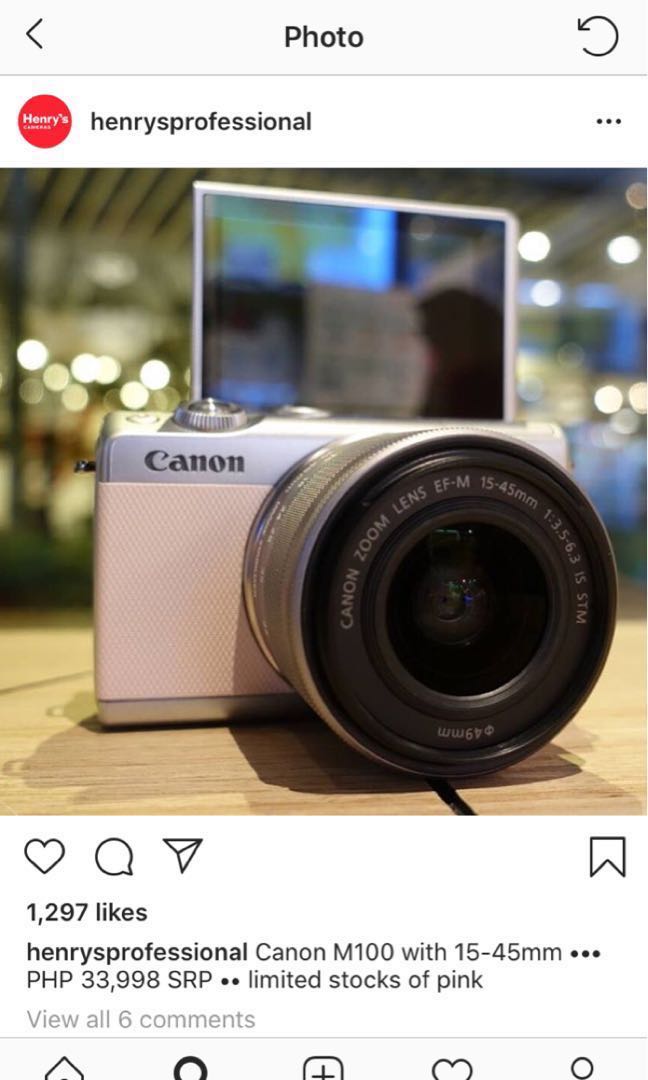 CANON EOS M100 in PINK, Photography, Cameras on Carousell