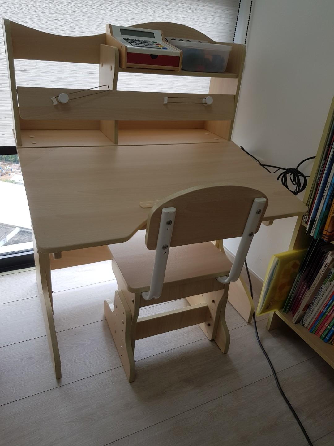 Children Study Table Chair And Book Shelf Furniture Tables