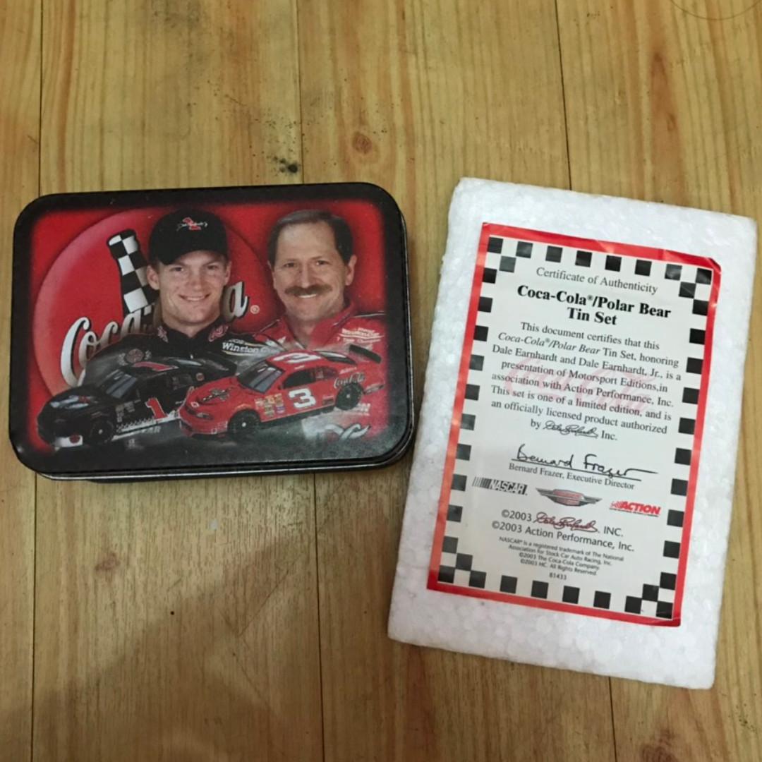 Nascar Collectible Dale Earnhardt And Dale Earnhardt Jr Coca Cola Polar Bear Tin Set Toys Games Toys On Carousell