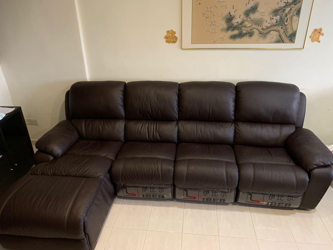 L Shape Sofa Recliner 3 Recliner Half Leather Price Down