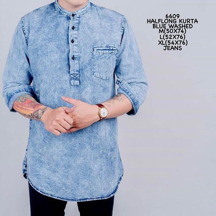 Denim kurta shirt clearance