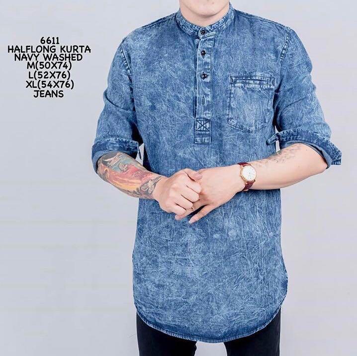 Denim kurta shirt clearance