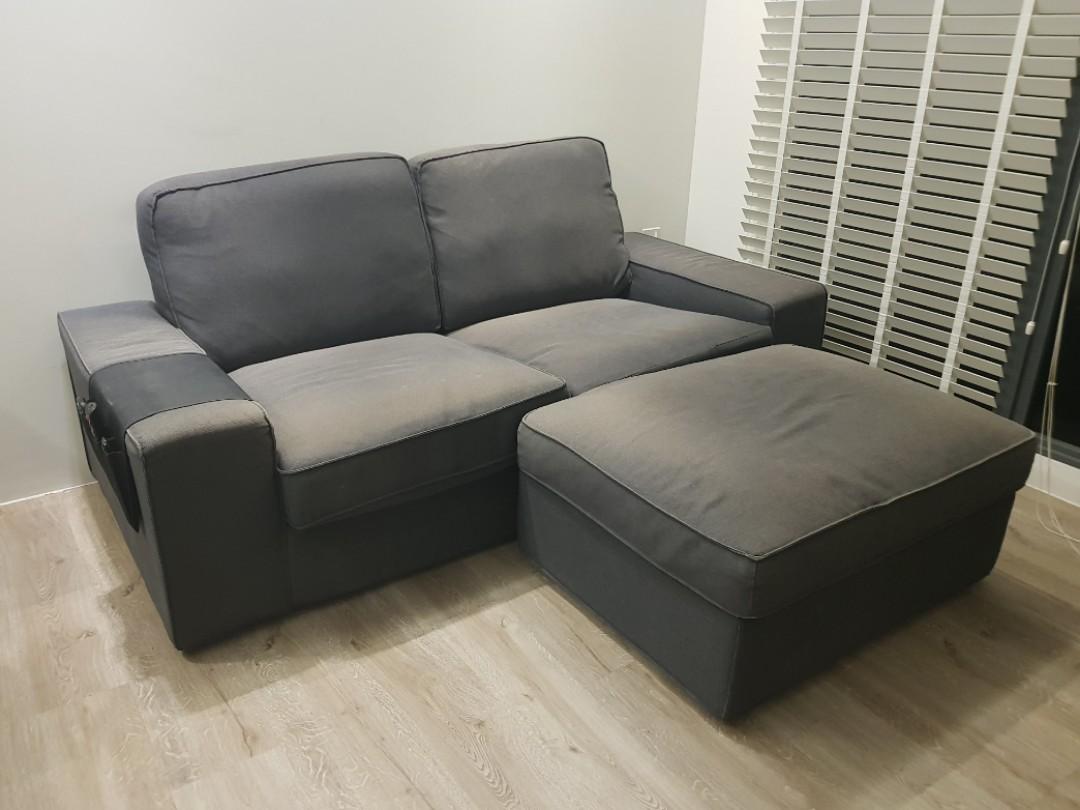 Navy Blue Ikea Sofa W Leg Rest Gd Cond Furniture Sofas On