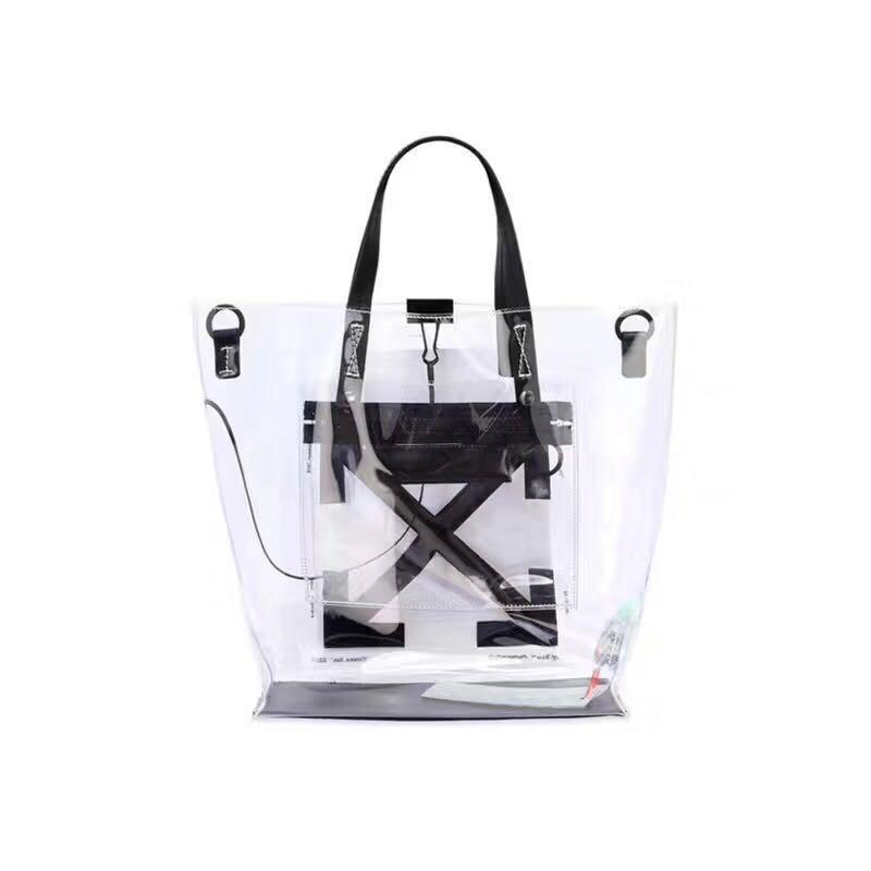off white clear tote bag